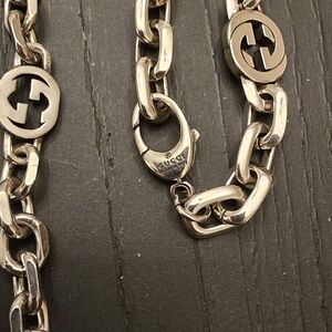 Gucci NWT 925 silver chain with matching bracelet